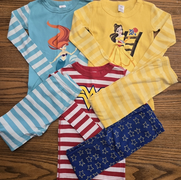 Hanna Andersson Other - Hanna Andersson Disney Princess Ariel Belle Wonder Women Pajamas Size 120 / 6-7